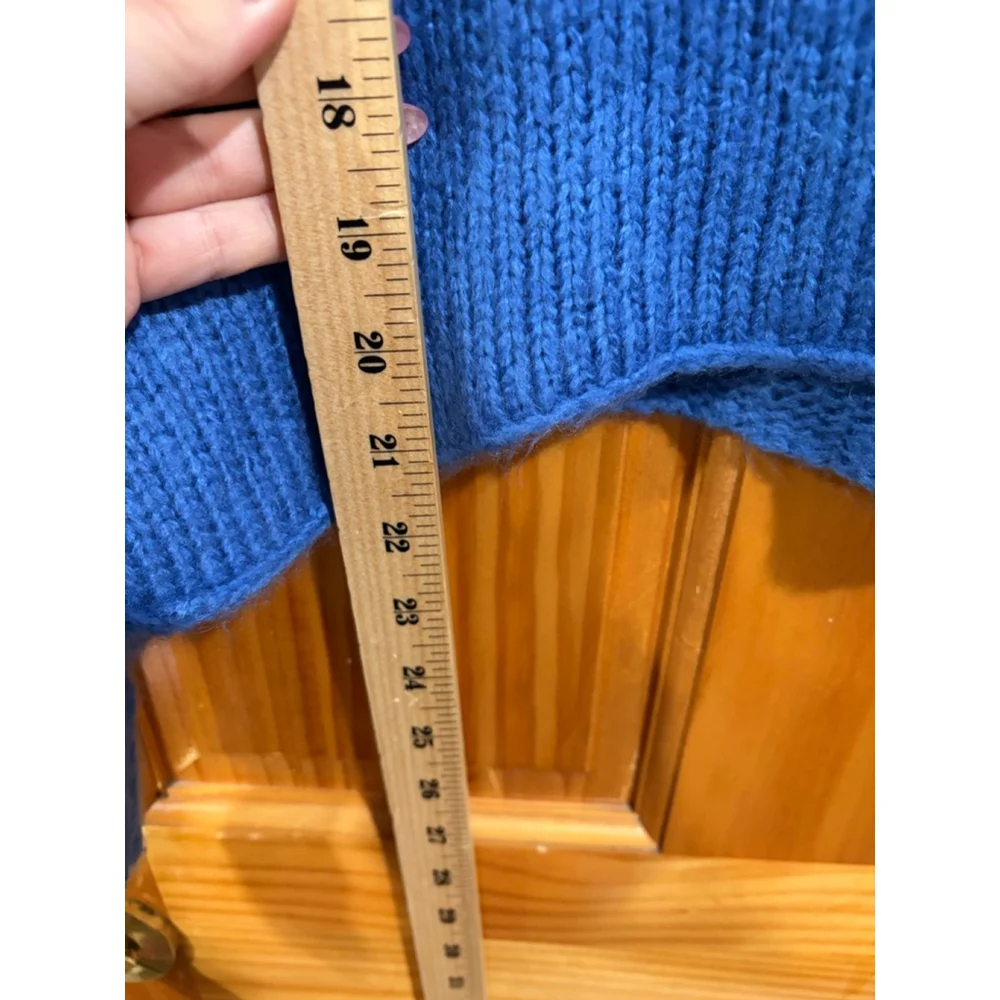Wooden Ships Ski Sweater Blue Chunky Knit Apres Ski Aspen Cozy Cottagecore XS - Picture 6 of 7